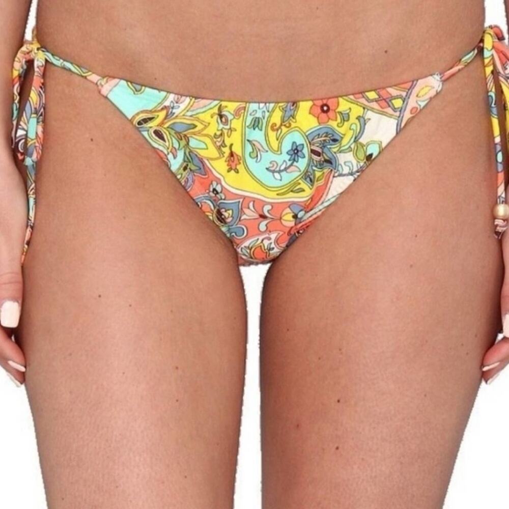 SHOSHANNA Bikini Bottoms Extra Small Paisley Floral String Neon Beach Swim NWT